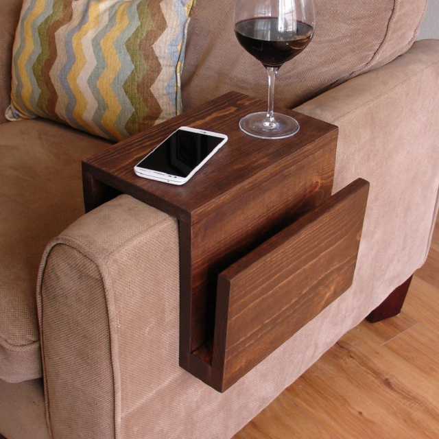 Awesome Couch Sofa Arm Rest & Tray Table with Side Storage Slot